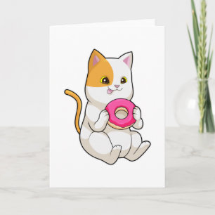Cartão Gato Comendo Donut