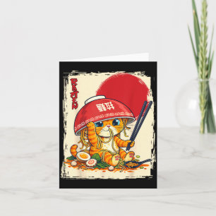 Cartão Gato Comendo Ramen Amante de Macarrão Japonês Kawa