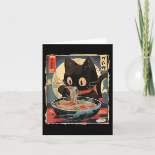 Cartão Gato Comendo Ramen Noodle Engraçado Japonês Kawaii