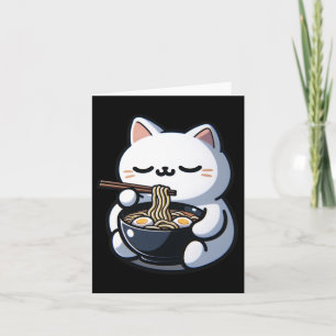 Cartão Gato Comendo Ramen Noodles Kawaii Anime Corte Japo