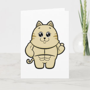 Cartão Gato como fisiculturista com Abs
