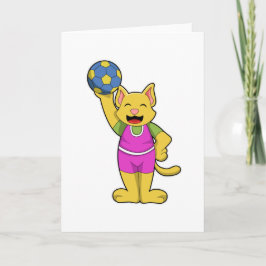 Cartão Gato como jogador de handebol com handebol