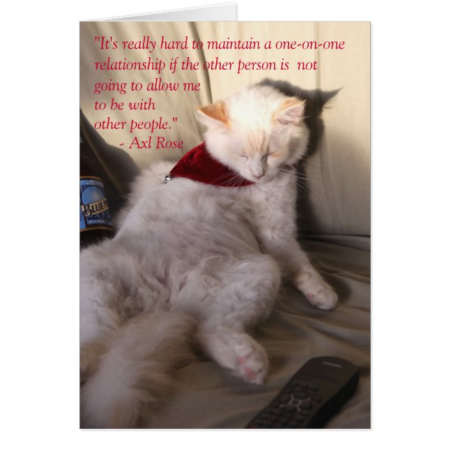 Cartão Gato como Rosa Axl sobre monogamia: (Frente)