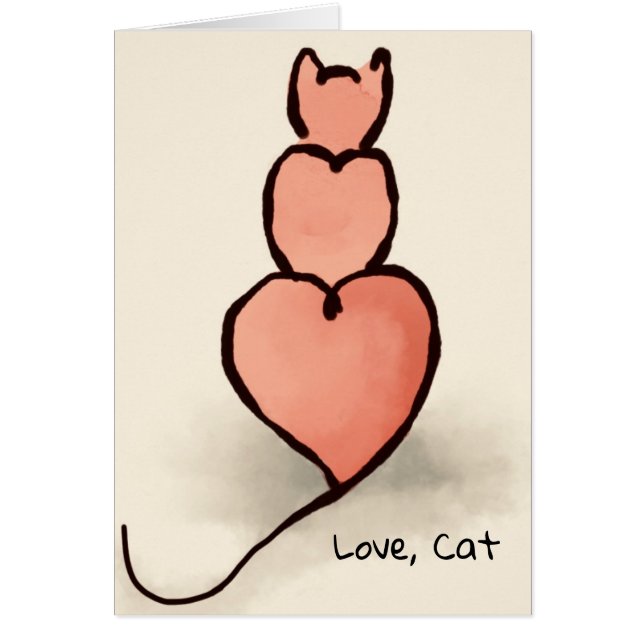Cartão Gato 'Coração' (Frente)