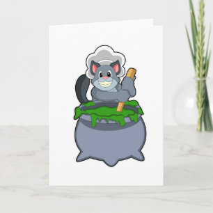 Cartão Gato Cozinheiro com poção mágica
