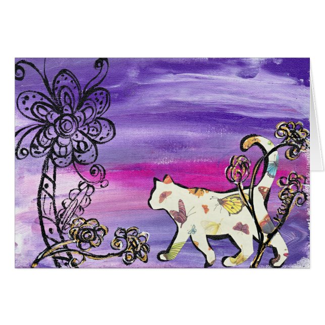 Cartão Gato da borboleta (Frente Horizontal)