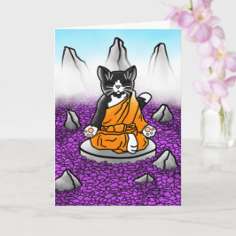 Cartão Gato da Meditação Tuxedo Budista