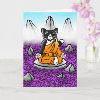 Cartão Gato da Meditação Tuxedo Budista