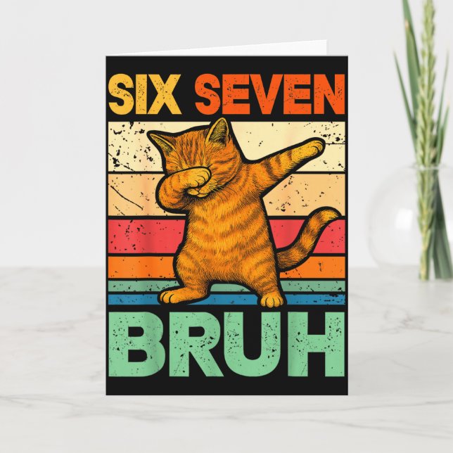 Cartão Gato Dabbing Bruh 67 Meme 6 7 Seis Sete  (Frente)
