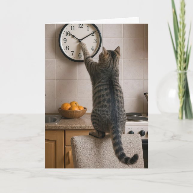 Cartão Gato de Aniversário para o Humor de Envelhecimento (Frente)