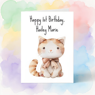 Cartão Gato de Brinquedo de Aniversário Personalizado