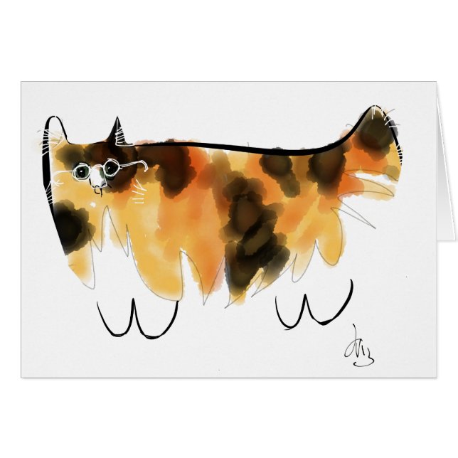 Cartão Gato de chita com eyeglasses (Frente Horizontal)