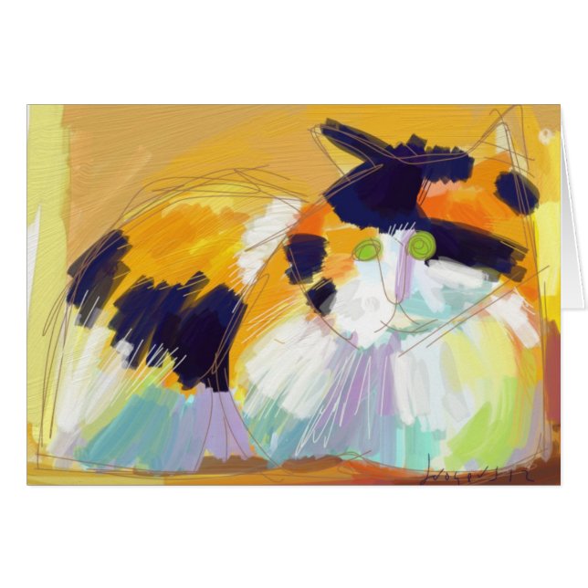 Cartão Gato de chita de Fauvist (Frente Horizontal)