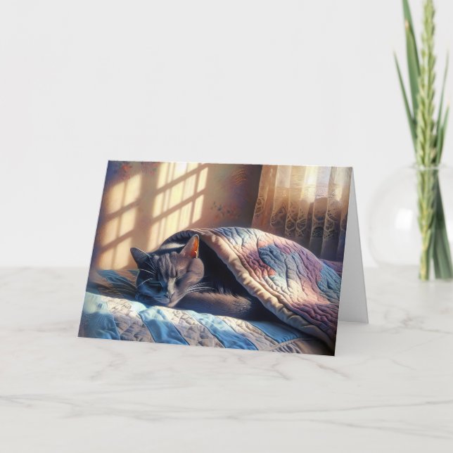 Cartão Gato de Cinza de Aniversário (Frente)