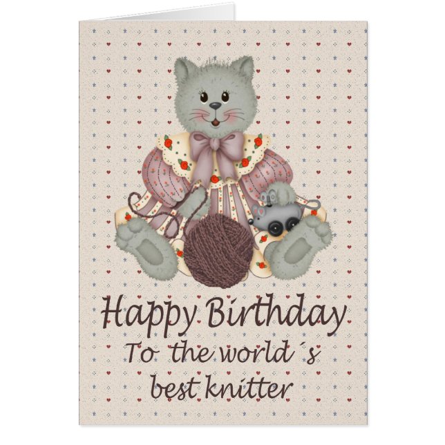 Cartão Gato de confecção de malhas (Frente)