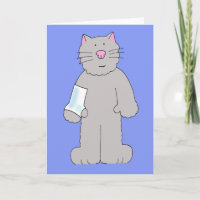 Gato de desenho com braço e pulso em gesso