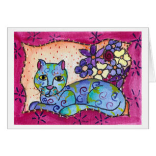 Cartão Gato de gato malhado azul
