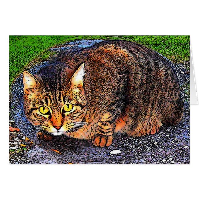 Cartão Gato de gato malhado grande (Frente Horizontal)