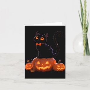 Cartão Gato de Halloween Abóbora Gato Preto Performance