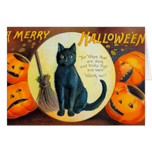 Cartão Gato de Halloween da Feliz de outono