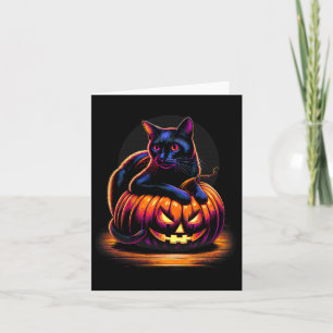 Cartão Gato de Halloween Mulheres Engraçadas Queda Abóbor