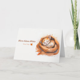 Cartão Gato de Kawaii com Dormência em Aquarela