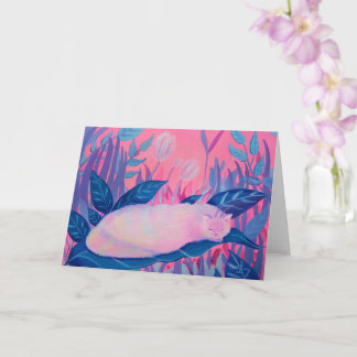 Cartão Gato-de-lata-rosa-púrpura-azul Fantasia