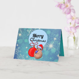 Cartão Gato de Natal Adorável com Chapéu de Papai Noel Ne
