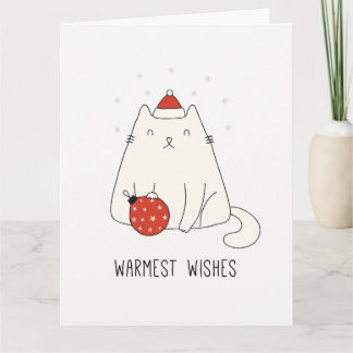 Cartão Gato de Natal Desejos Mais Quentes Adoráveis