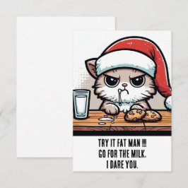 Cartão Gato de Natal engraçado: Papais noeis vs Gato para