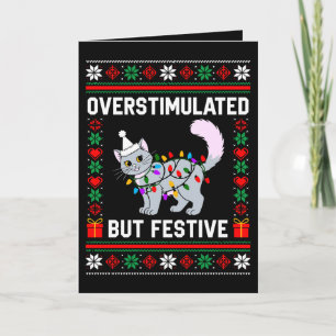 Cartão Gato de Natal Feio Supervitalizado Mas Festivo