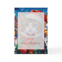 Gato de Natal Festivo com Chapéu de Papai Noel