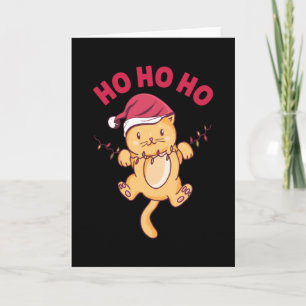 Cartão Gato de Natal Ho Ho Ho