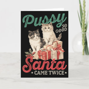 Cartão Gato de Natal Safado Gráfico Piada Engraçada Brinc