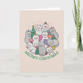 Cartão Gato de Natal Trocadilho: Meowy Natal