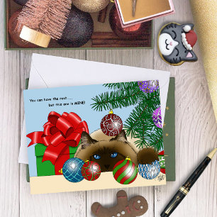 Cartão Gato de Ornamento da Bola de Natal