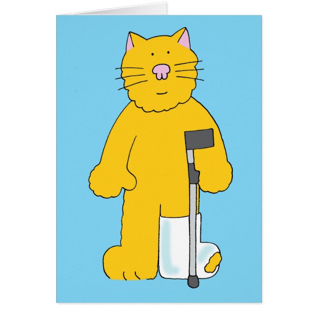Cartão Gato de Perna Quebrada com Perna em Placas (Frente)