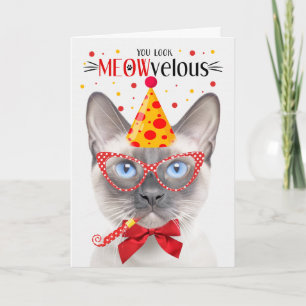 Cartão Gato de Ponto Lilaco Siamês MEOWvelous Aniversário