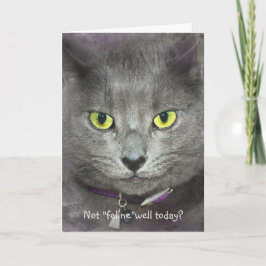 Cartão Gato de Rosto de Se Sentir Melhor Em Breve