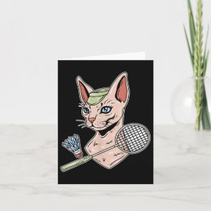 Cartão Gato Devon Rex de Badminton Engraçado Volante