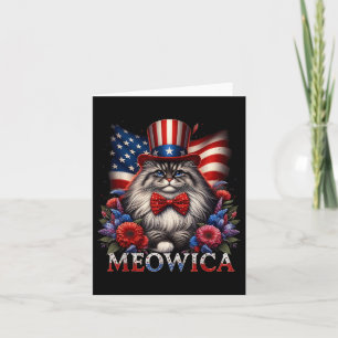 Cartão Gato do Dia da Memória 4 de Julho Bandeira dos EUA