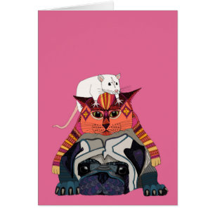 Cartão gato-do-mato-rosa