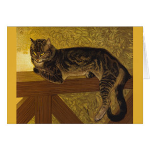 Cartão Gato do verão na balaustrada Steinlen