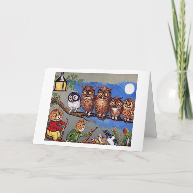 Cartão Gato e Coruja, Louis Wain (Frente)