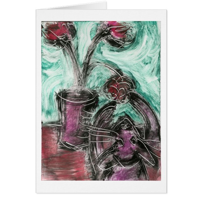 Cartão Gato e Flor II (Frente)