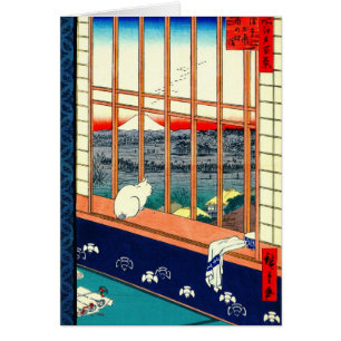 Cartão Gato e Monte Fuji 1857