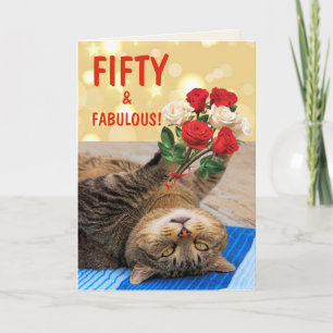 Cartão Gato e Rosas 50º Aniversário