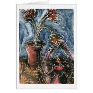 Cartão Gato e vaso de flores I