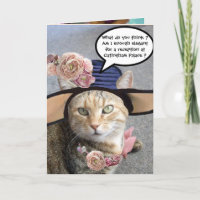 GATO ELEGANTE COM CHAPÉU DE DIVA GRANDE,PINK ROSES