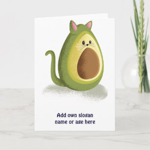 Cartão Gato Engraçado Avocado Engraçado Gráfico de Ado